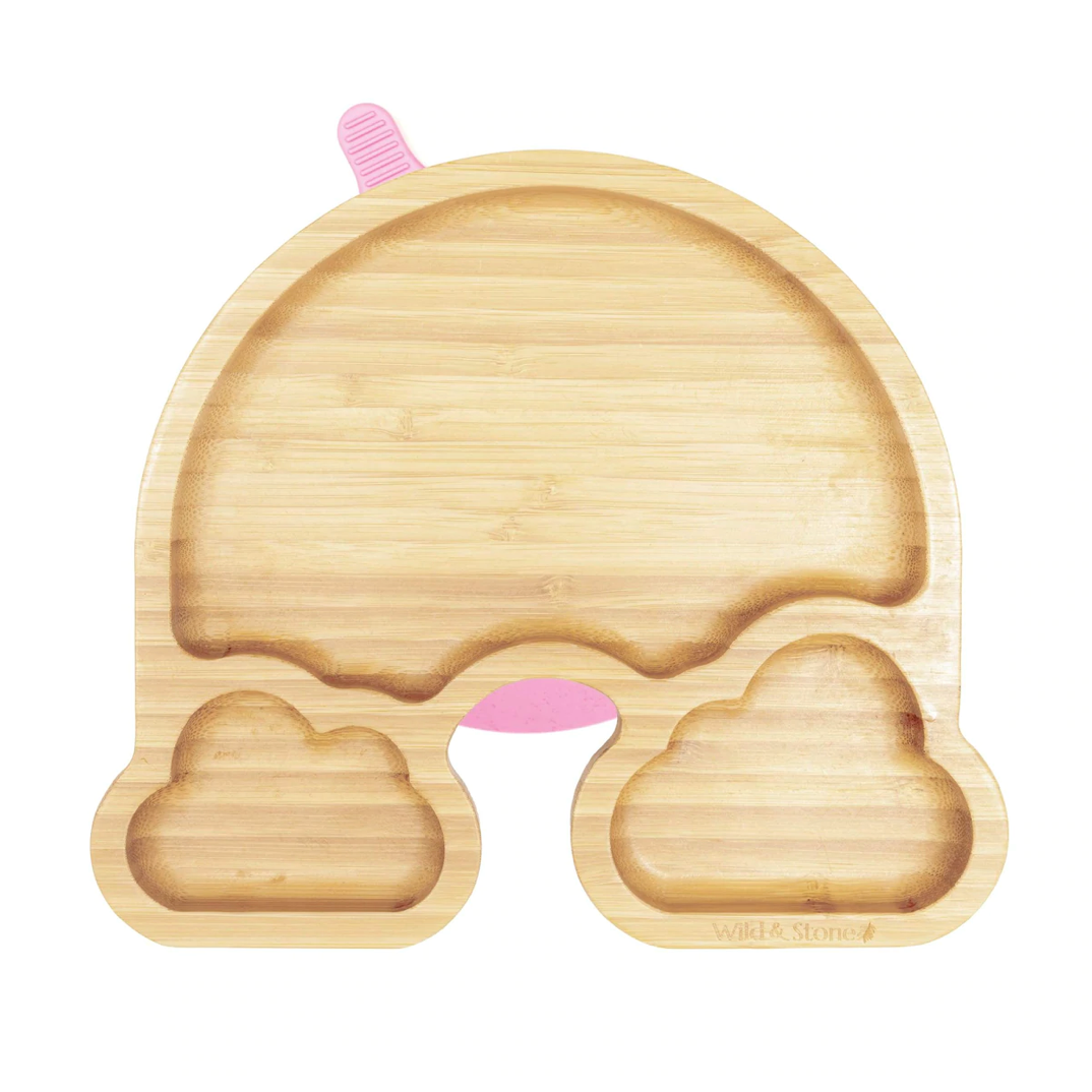 Baby Bamboo Weaning Suction Section Plate - Over The Rainbow